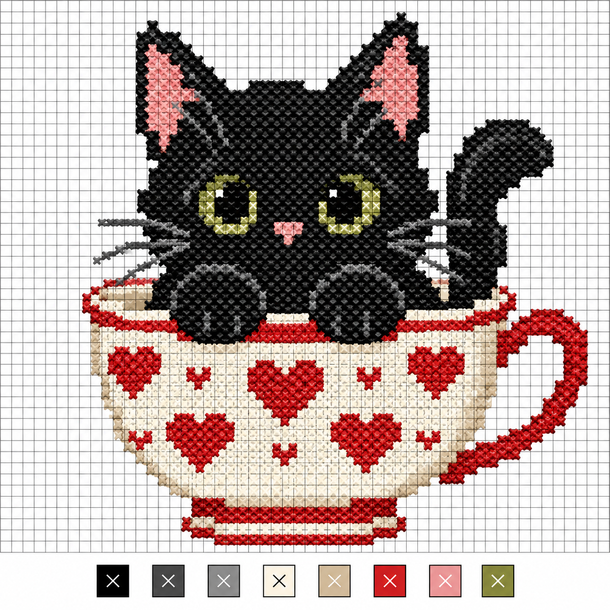 Gráficos de punto de cruz de gatos: ideas bonitas y originales para bordar Gráficos de punto de cruz de gatos: ideas bonitas y originales para bordar Graficos de punto de cruz de gatos 3