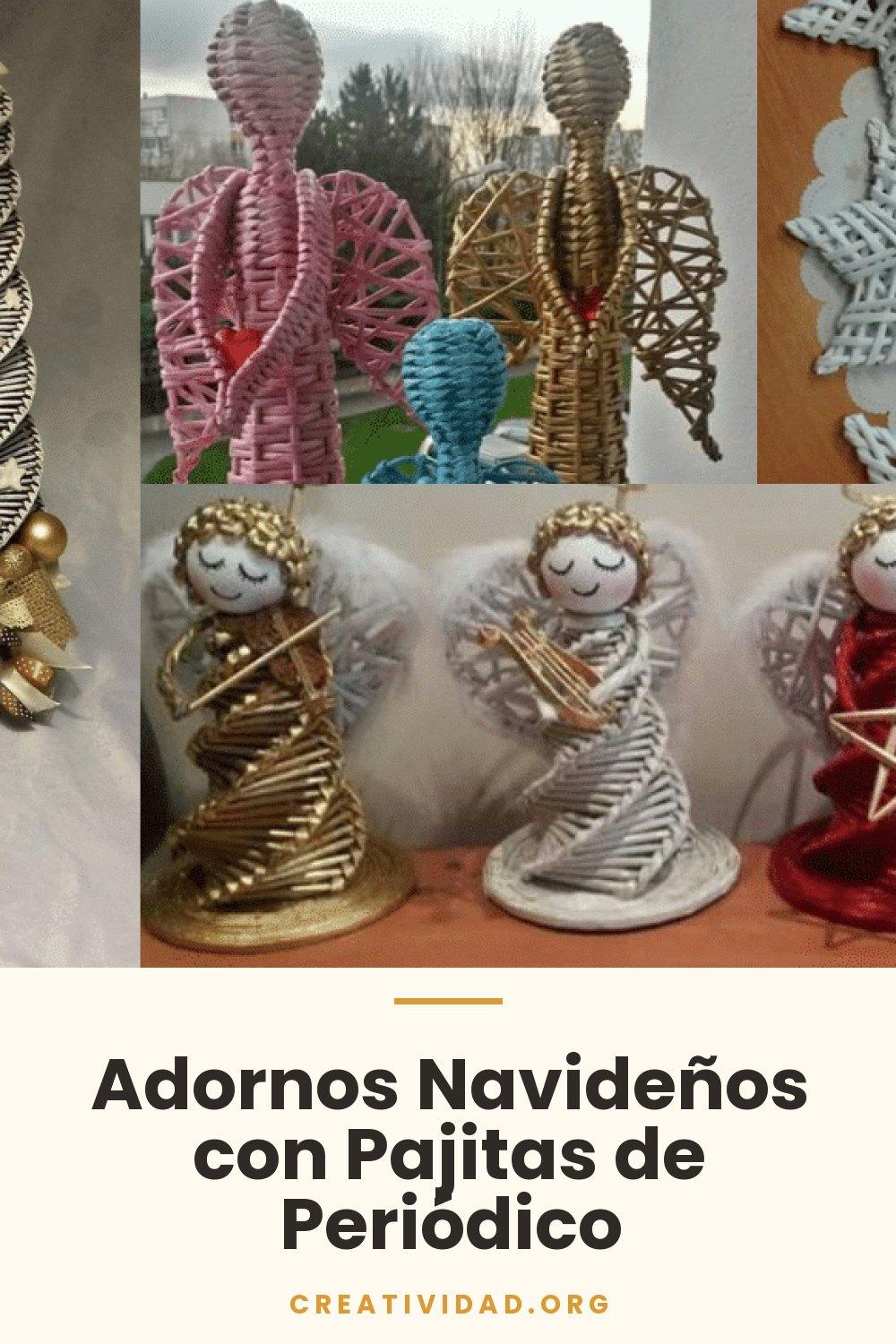 Adornos Navideños con Pajitas de Periódico