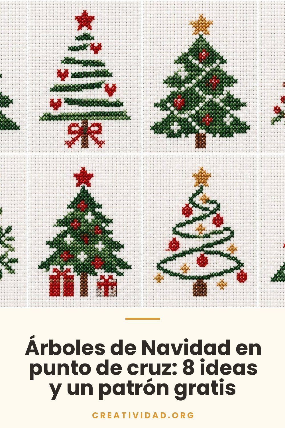 Árboles de Navidad en punto de cruz: 8 ideas y un patrón gratis