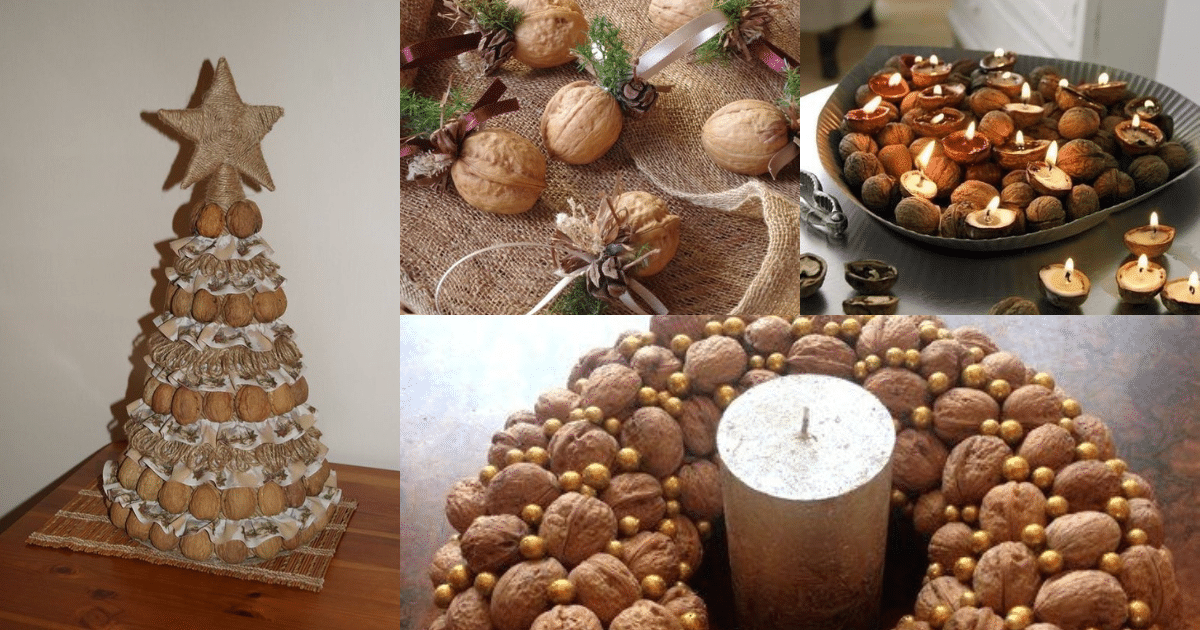 bellos adornos navidenos hechos con nueces