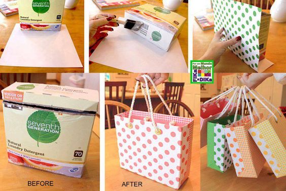 bolsas de regalo hechas con cajas de cereales