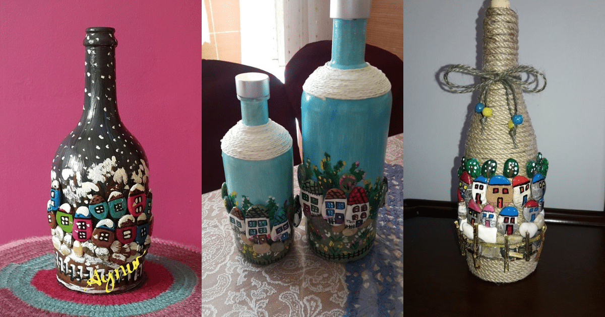 Maravillosas Ideas De Botellas De Vidrio Decoradas Con Piedras De Río