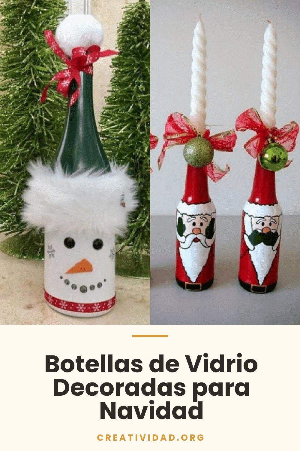 Botellas de Vidrio Decoradas para Navidad