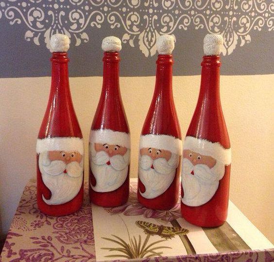 botellas de vidrio decoradas navidad 5