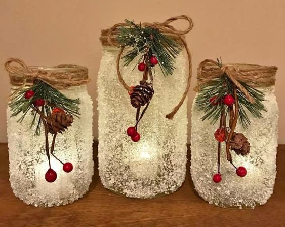 como decorar tarros de cristal para navidad 3