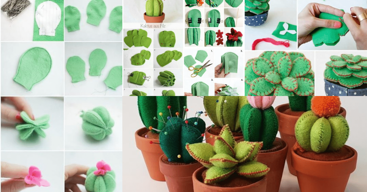 como hacer cactus de fieltro