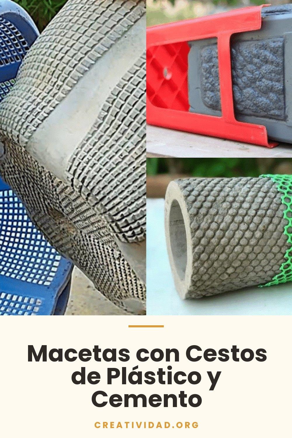 Macetas con Cestos de Plástico y Cemento