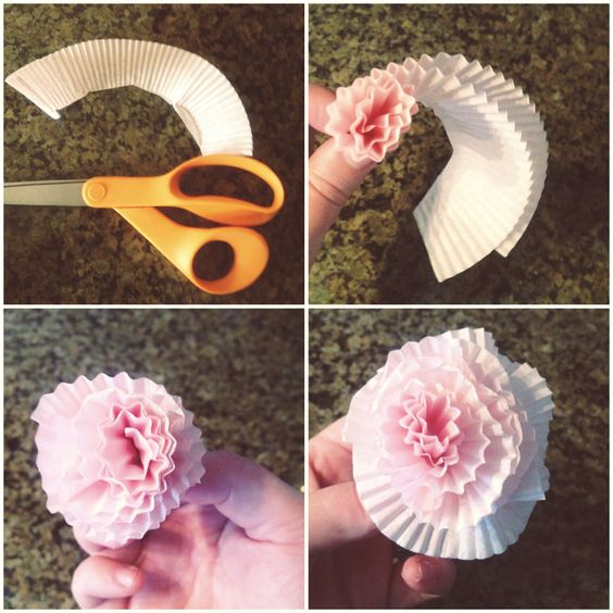 como hacer una flor con moldes de cupcakes 1