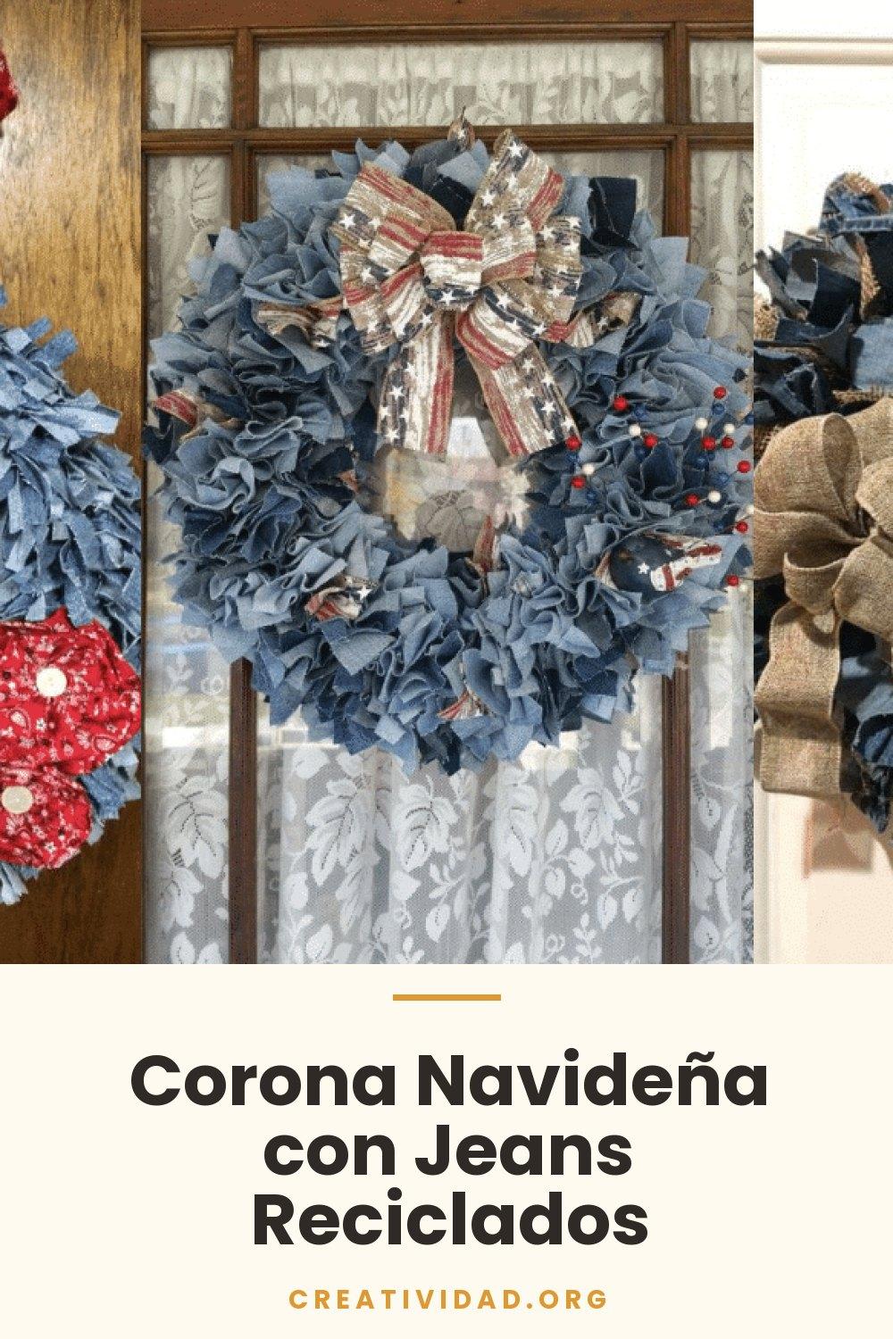 Corona Navideña con Jeans Reciclados