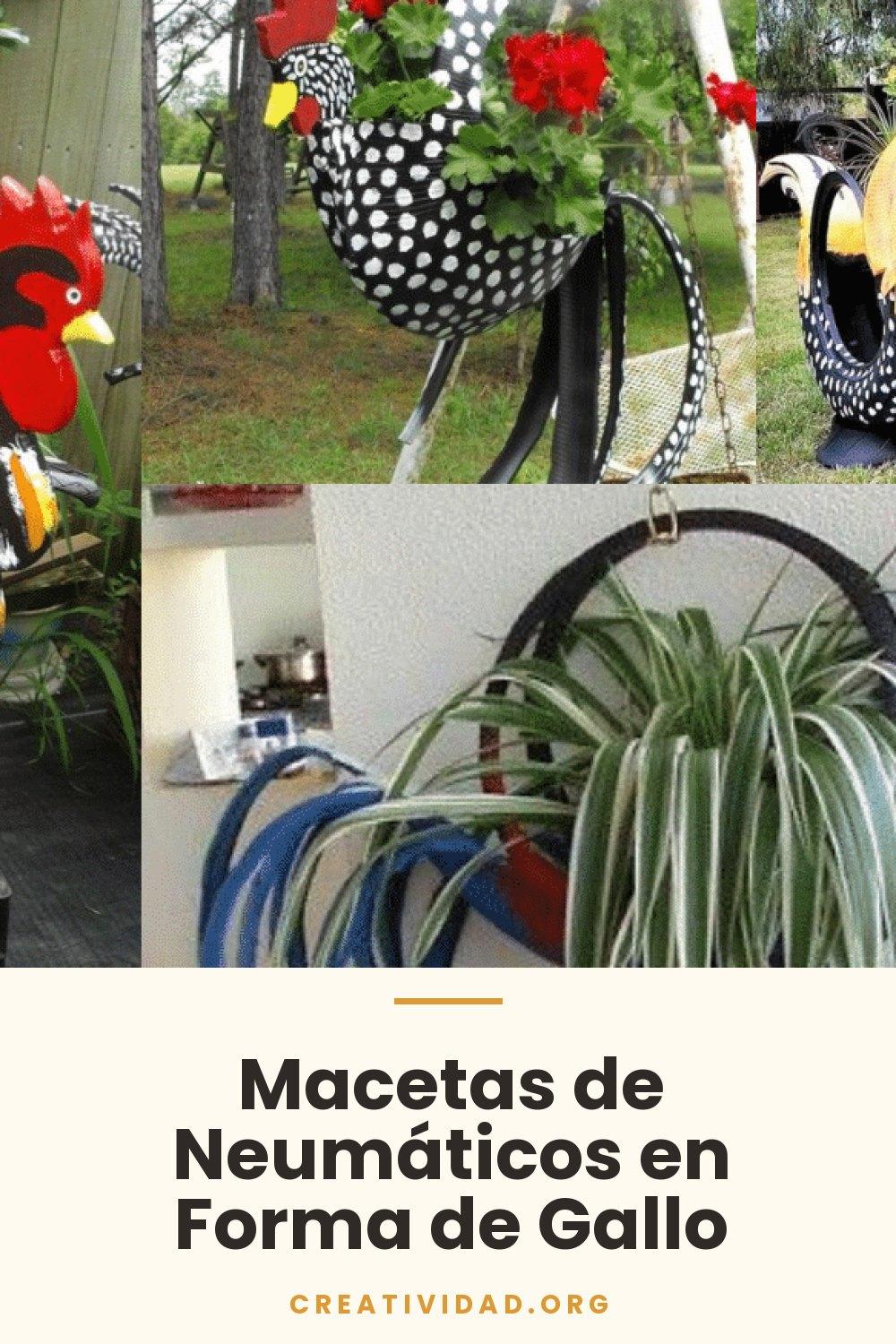Macetas de Neumáticos en Forma de Gallo
