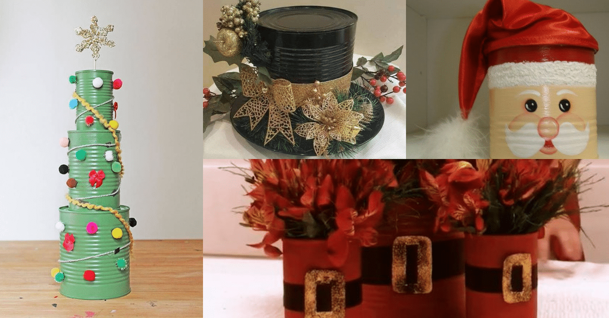 decoracion navidena con latas