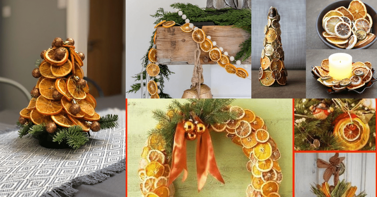 decoracion navidena hecha con naranjas secas