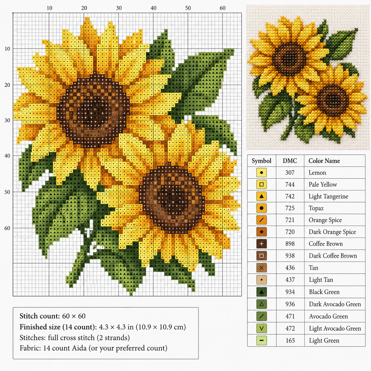 Esquemas de punto de cruz de girasoles: ideas llenas de color para bordar Esquemas de punto de cruz de girasoles: ideas llenas de color para bordar esquemas de punto de cruz de girasoles 4