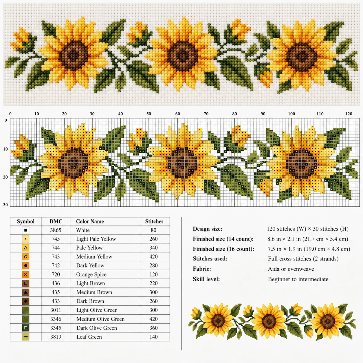 Esquemas de punto de cruz de girasoles: ideas llenas de color para bordar Esquemas de punto de cruz de girasoles: ideas llenas de color para bordar esquemas de punto de cruz de girasoles 5