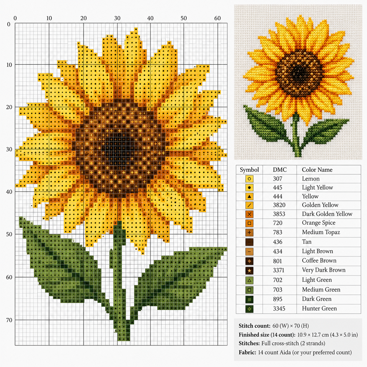 Esquemas de punto de cruz de girasoles: ideas llenas de color para bordar Esquemas de punto de cruz de girasoles: ideas llenas de color para bordar esquemas de punto de cruz de girasoles 6
