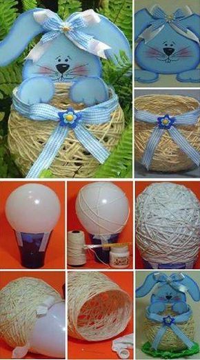 huevo de pascua hecho con globos y cuerda 3