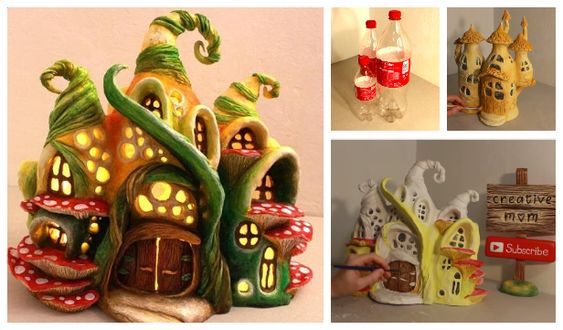 ideas casas de hadas hechas con botellas de refresco 6