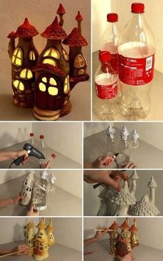 ideas casas de hadas hechas con botellas de refresco