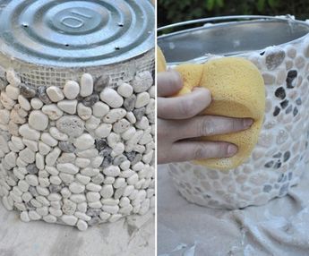 ideas de macetas con latas piedras