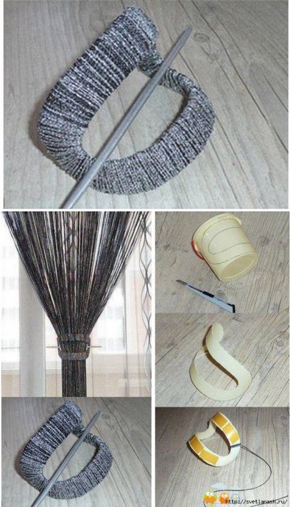 ideas de sujetadores para cortinas con material reciclado 8