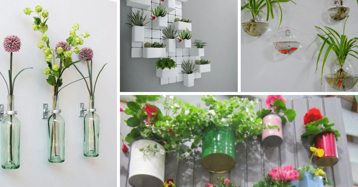 ideas decoracion con floreros pared