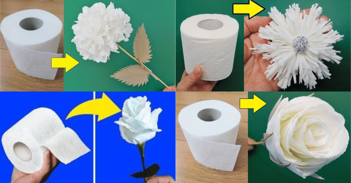 ideas flores hechas con papel higienico