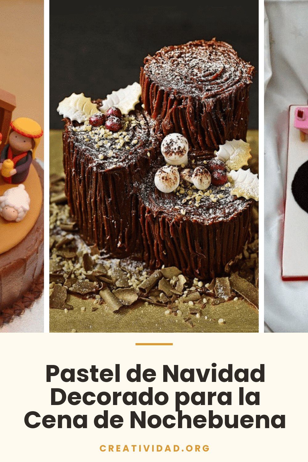 Pastel de Navidad Decorado para la Cena de Nochebuena