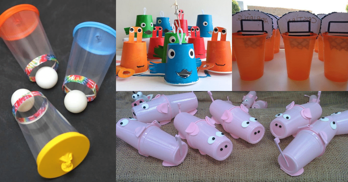 juguetes hechos con vasos desechables