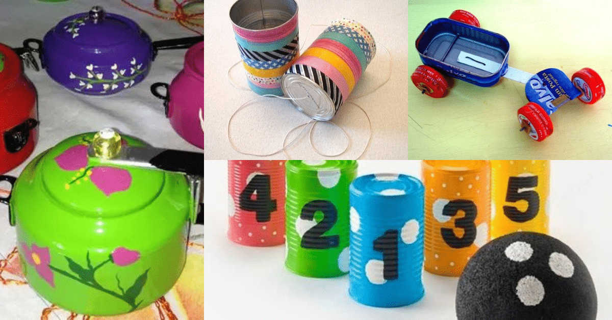 juguetes reciclados hechos con latas