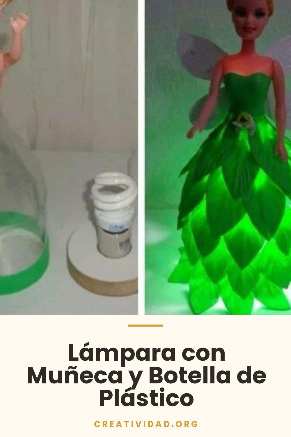 Lámpara con Muñeca y Botella de Plástico