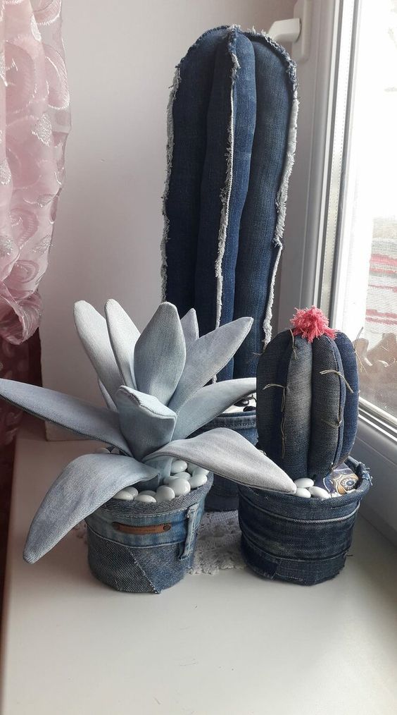 maravillosos cactus hechos con jeans 4