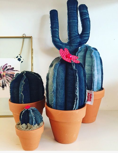 maravillosos cactus hechos con jeans 9