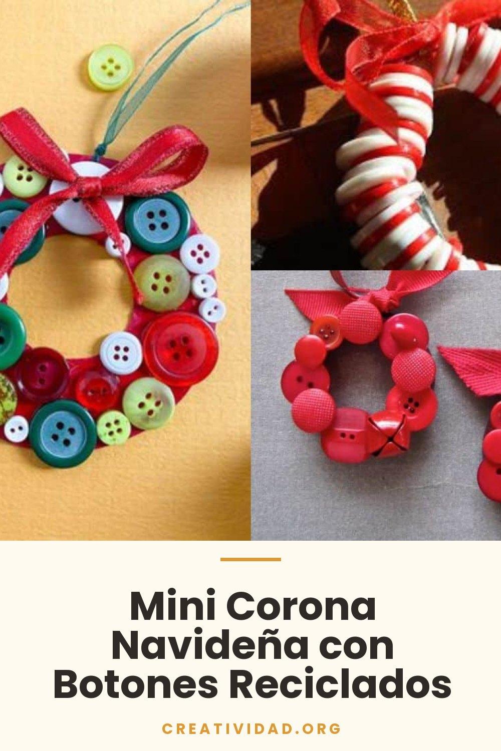 Mini Corona Navideña con Botones Reciclados