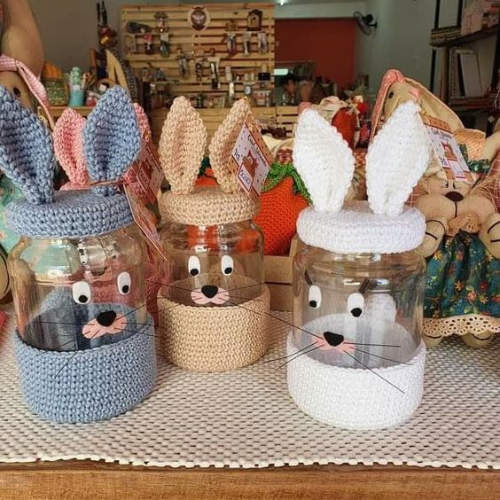 tarros de cristal decorados con conejos para pascua 8