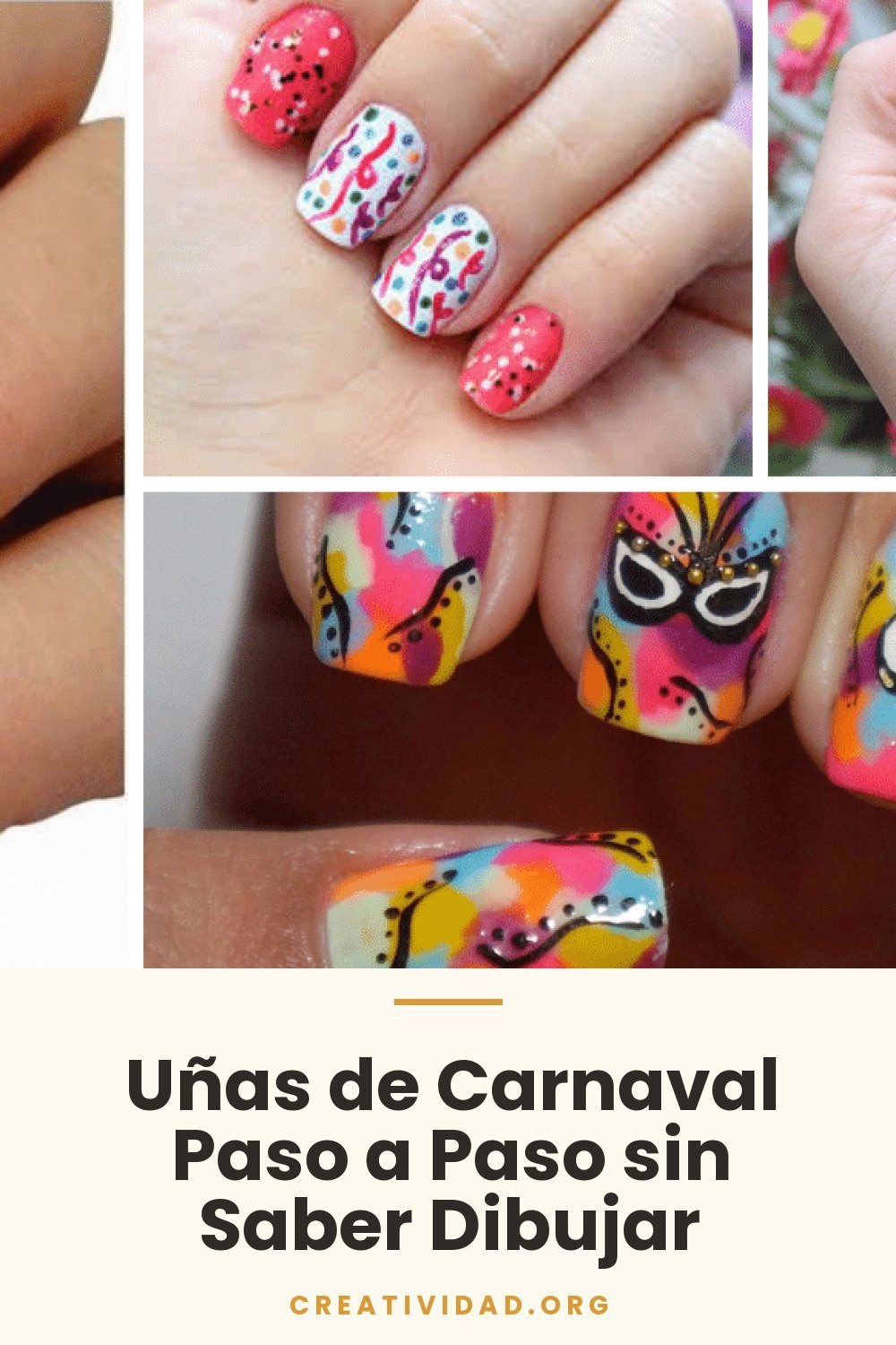 Uñas de Carnaval Paso a Paso sin Saber Dibujar