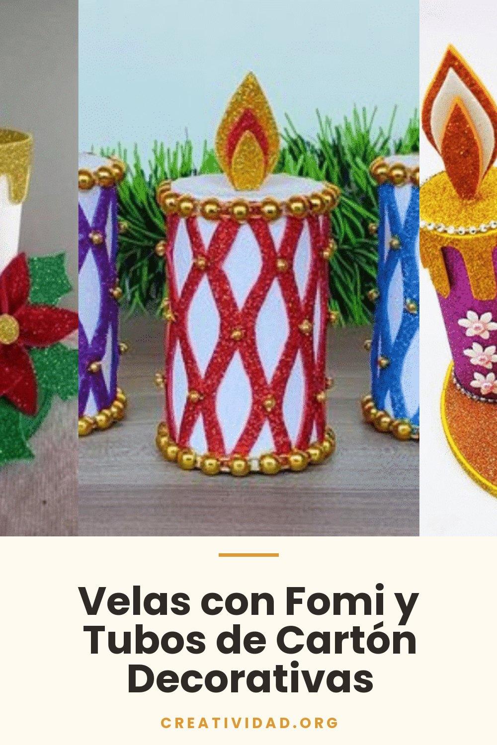 Velas con Fomi y Tubos de Cartón Decorativas